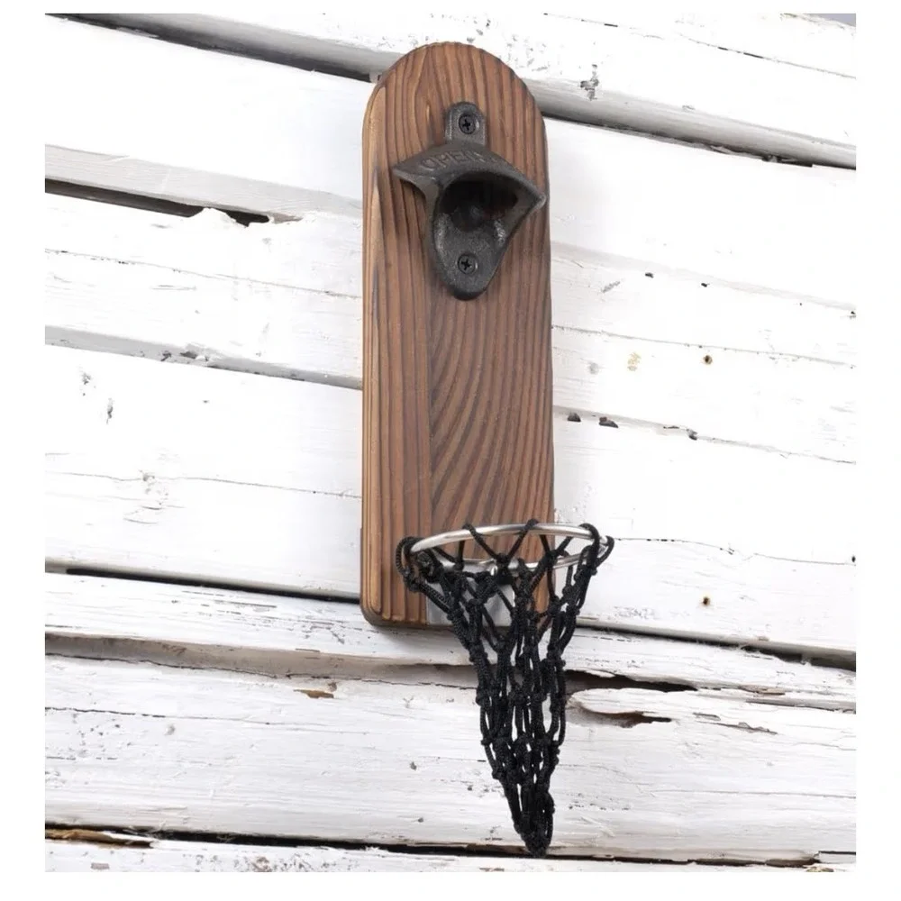 Magnetic Basketball Bottle‎ Opener Wooden Wall-mounted Beer Bottle Opener